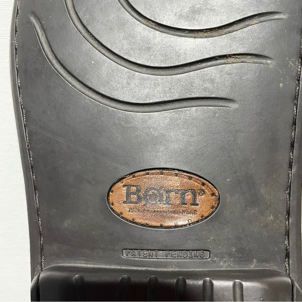 Born Men's 11 Dark Brown Leather Flip-Flops Sandals Crisscross Strap Handcrafted - Picture 8 of 10